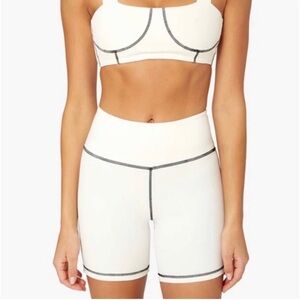 Weworewhat Corset Biker Short Women's Small Off White/ White